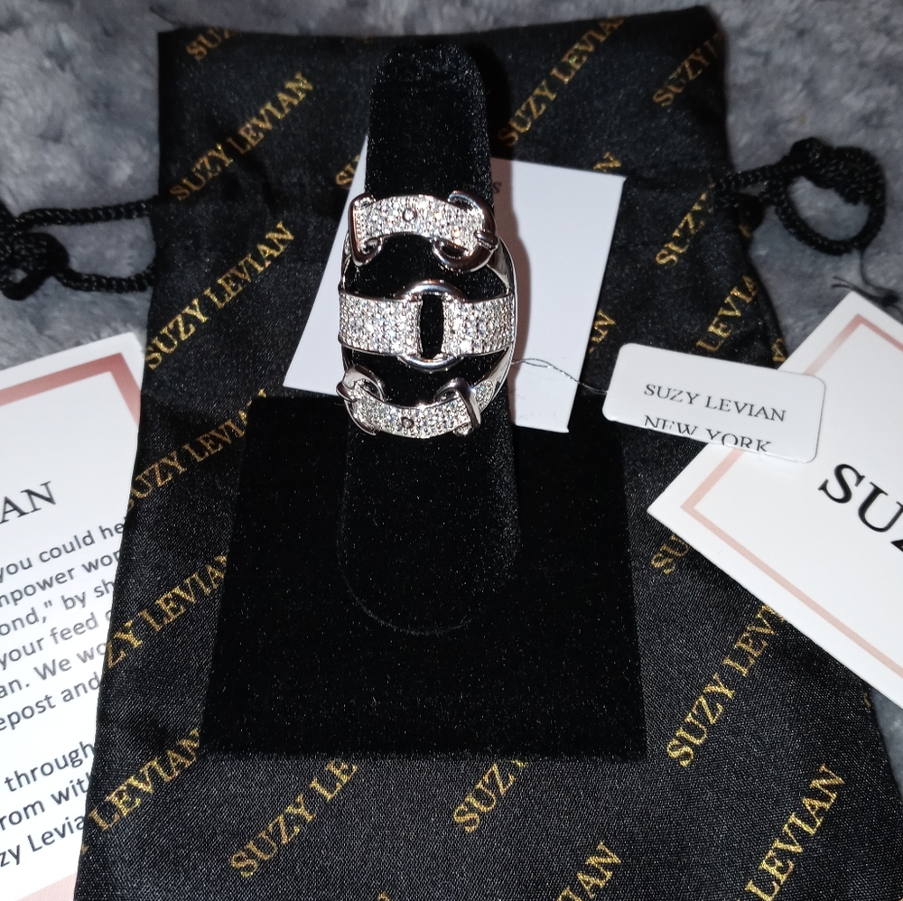 Sterling Silver CZ Triple Buckle Ring Size 7 NWT - Picture 2 of 15